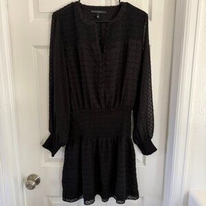 White House Black Market Black Mini Dress Long Sleeves Sheer